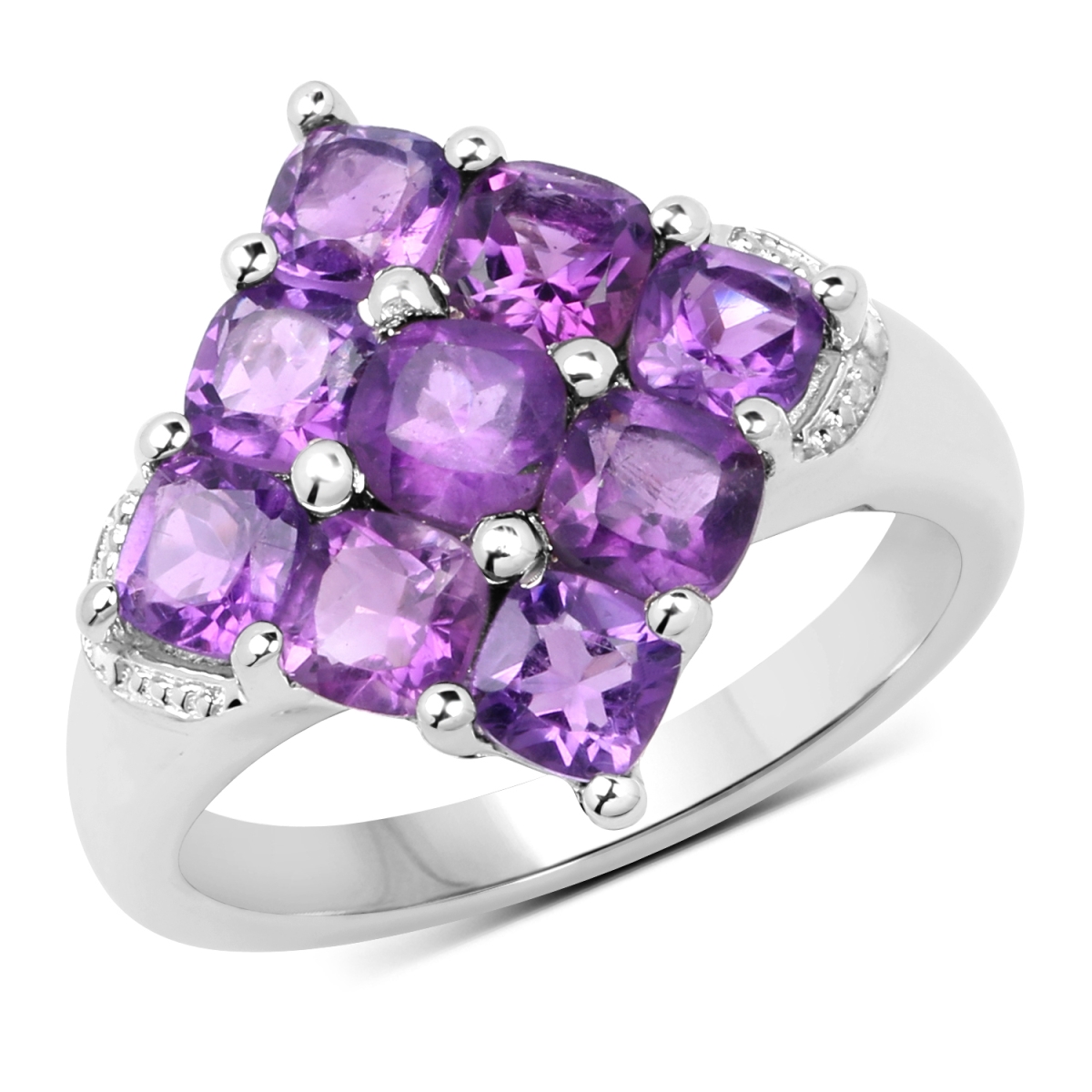 Picture of HauteFacets QR19203A-SSR-6 Sterling Silver Cushion Ring  Purple - Size 6