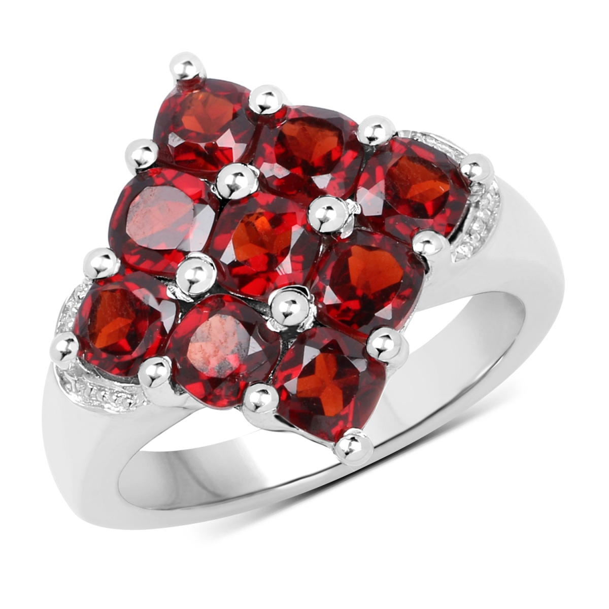 Picture of HauteFacets QR19203G-SSR-6 Sterling Silver Cushion Ring  Red - Size 6