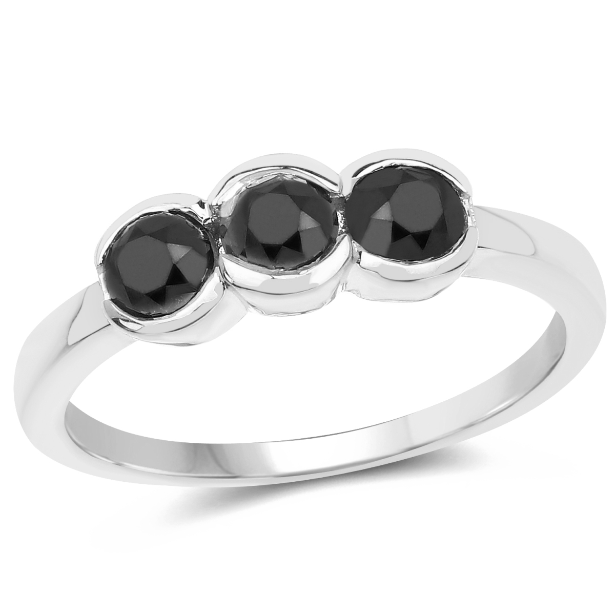 Picture of Malaika QR5019BD116-SSR-8 1.16 Carat Genuine Black Diamond 0.925 Sterling Silver Ring