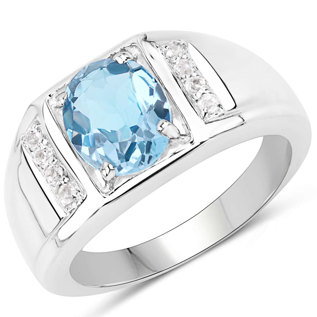 Picture of Malaika QR15908LBTWT-SSR-6 2.68 Carat Genuine London Blue Topaz & White Topaz 0.925 Sterling Silver Ring