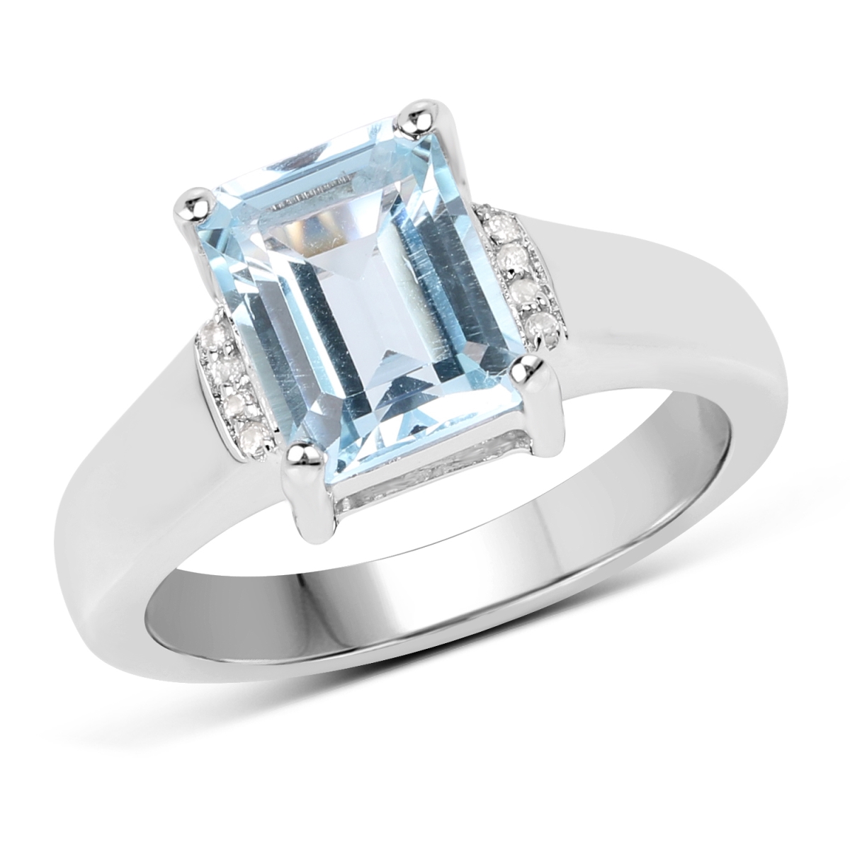 Picture of Malaika QR19060BTWT-SSR-6 2.64 Carat Genuine Blue Topaz & White Topaz 0.925 Sterling Silver Ring