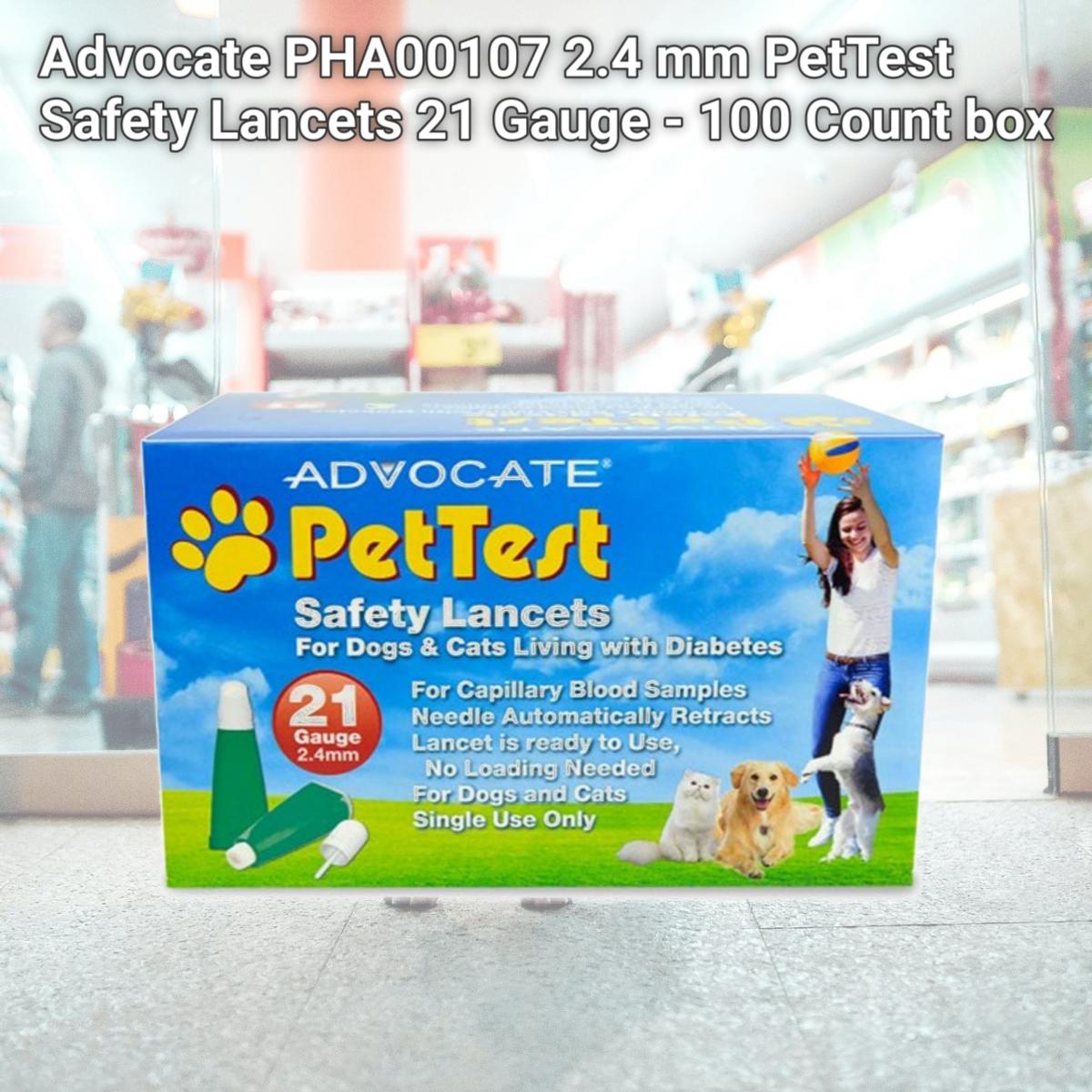 Picture of Advocate PHA00107 2.4 mm PetTest Safety Lancets 21 Gauge - 100 Count box