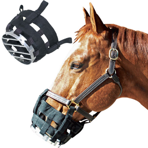 Picture of Best Friend BF14F Free to Eat Cribbing Horse Muzzle, Black - Cob
