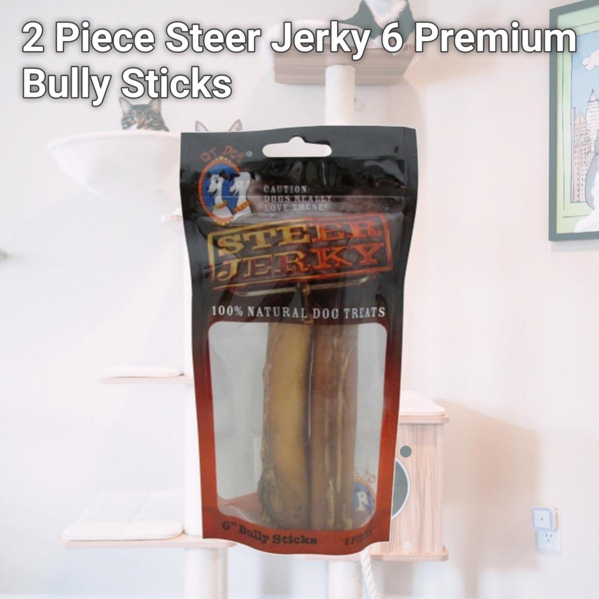 Picture of QT Dog 3598 2 Piece Steer Jerky 6 Premium Bully Sticks
