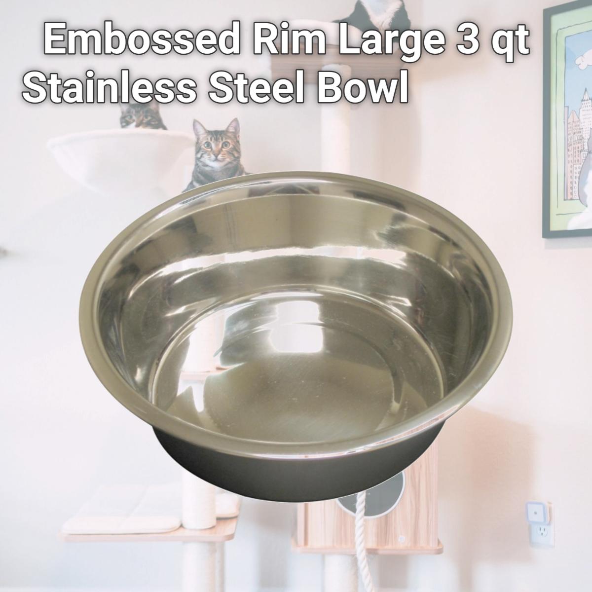 Picture of QT Dog 3545 Embossed Rim Large 3 qt Stainless Steel Bowl