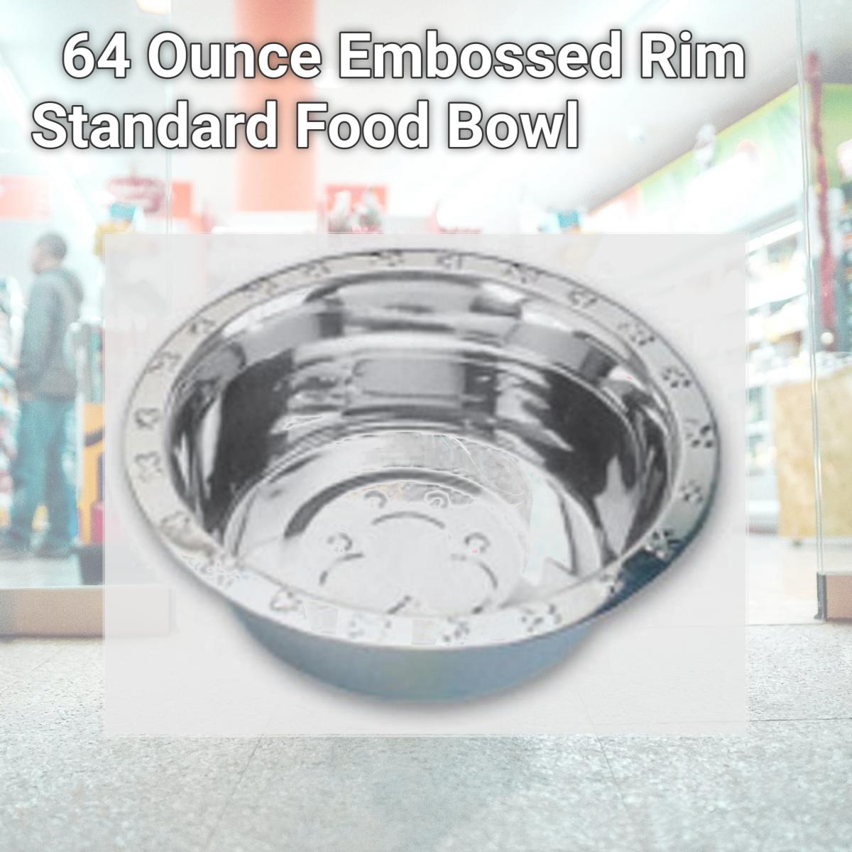 Picture of QT Dog SS0213 64 Ounce Embossed Rim Standard Food Bowl
