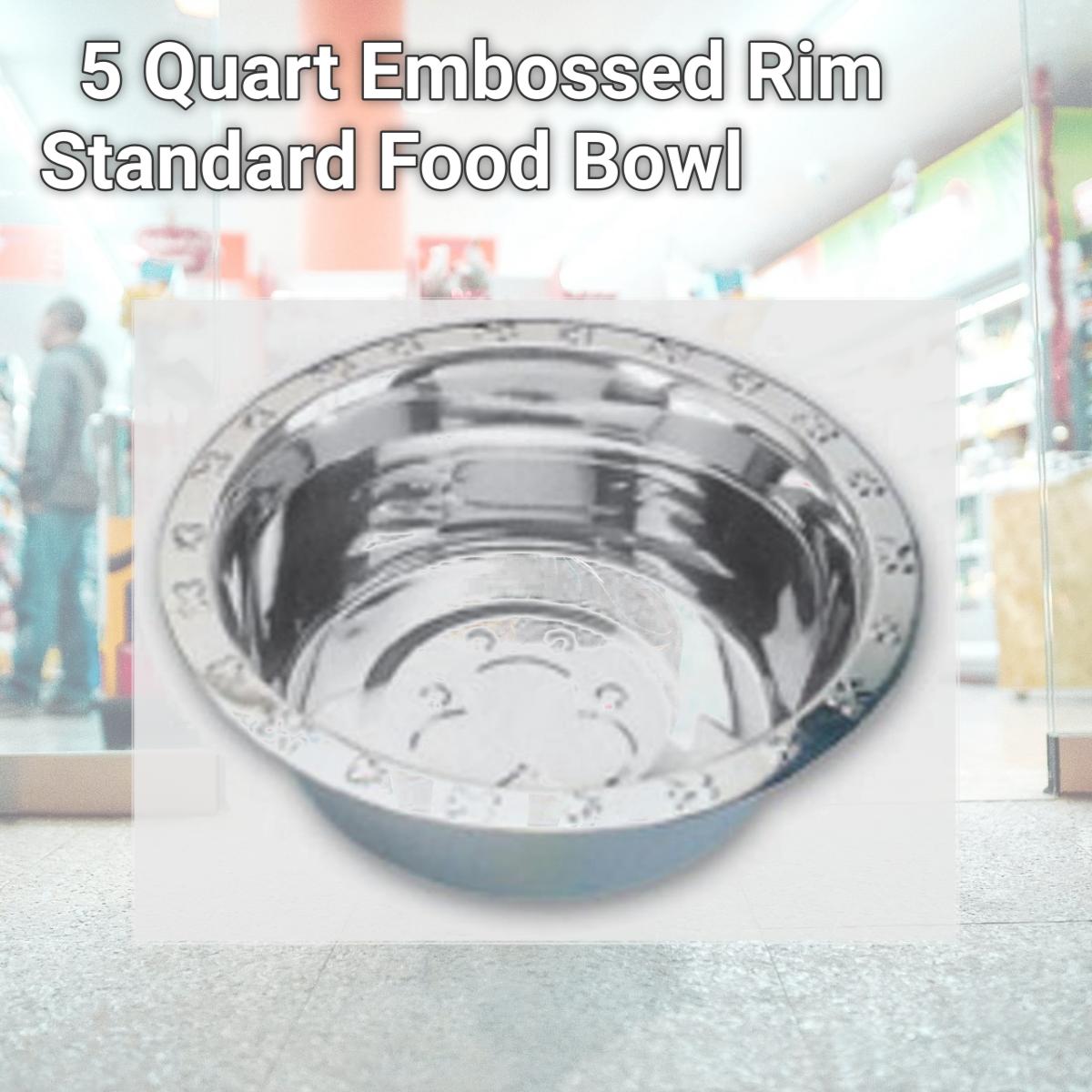 Picture of QT Dog SS0215 5 Quart Embossed Rim Standard Food Bowl