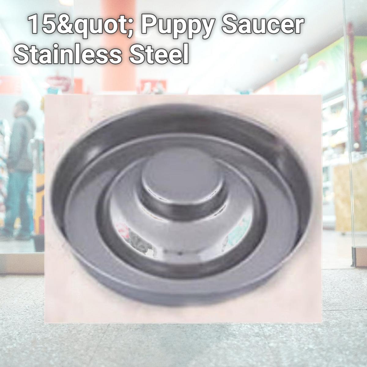 Picture of QT Dog SS0129 15&quot; Puppy Saucer Stainless Steel