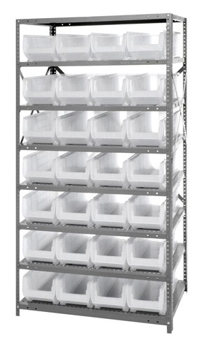 Picture of Quantum Storage 2475-950CL 8-Shelf Unit With 28 Clear Plastic Storage Bins