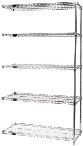 Quantum Storage AD54-1430C-5 5-Shelf Chrome Wire Shelving Add-On Unit - 14 x 30 x 54 in.