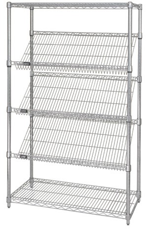 Picture of Quantum Storage 2448SL6C Stationary Chrome Wire Shelving Slanted Shelf Unit, 24 x 48 in.