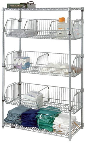 Picture of Quantum Storage 2436BC6C Chrome Wire Shelving Stationary Basket Unit, 24 x 36 in.