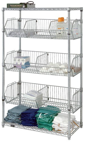 Picture of Quantum Storage 2448BC6C Chrome Wire Shelving Stationary Basket Unit, 24 x 48 in.