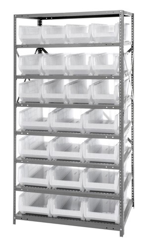 8-Shelf Unit With 24 Clear Plastic Storage Bins