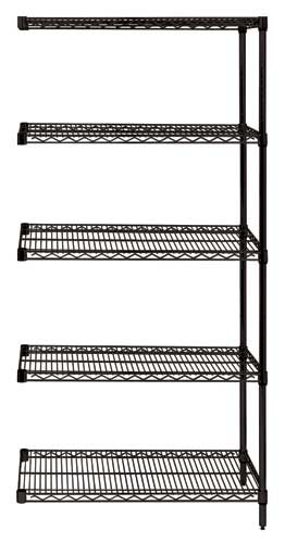 5 Shelf Add On Kit Black - 24 x 36 x 63 in.