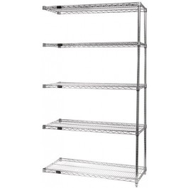 Chrome Wire Shelving 5-Shelf Add-On Unit - 30 x 72 x 63 in.