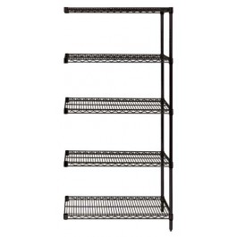Quantum Storage AD74-1836BK-5 Black Wire Shelving 5-Shelf Add-On Unit - 18 x 36 x 74 in.