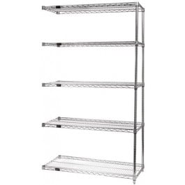 Quantum Storage AD74-3660C-5 5-Shelf Wire Shelving Add-On Unit Chrome - 36 x 60 x 74 in.