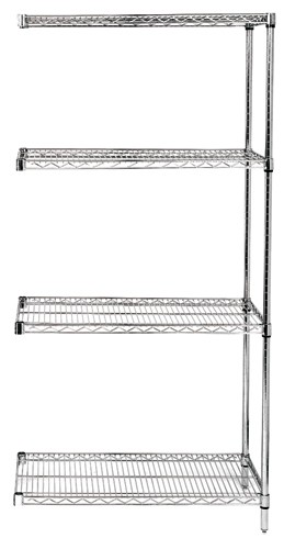 4 Shelf Chrome Wire Shelving Add-On Kit - 24 x48 x 63 in.