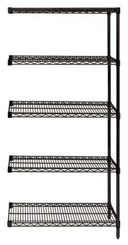 Wire Shelving Add-on Kit, 12 x 36 x 86 in. - Black, 5 Shelf