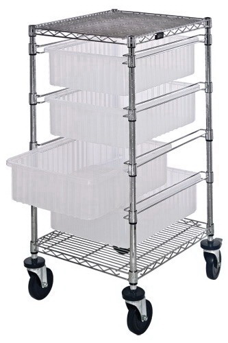 Quantum Storage BC212434M1CL Clear Plastic Storage Bin Wire Shelving Transport Cart