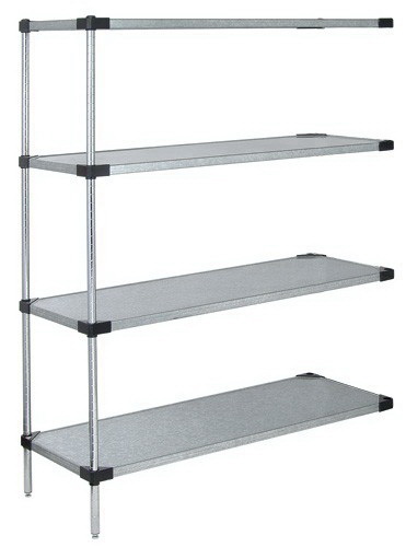 Galvanized Steel 4-Solid Shelf Add-On Unit - 86 in.