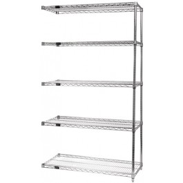 Quantum Storage AD86-2124C-5 Chrome Wire Shelving 5 Shelf Add On Unit - 21 x 24 x 86 in.
