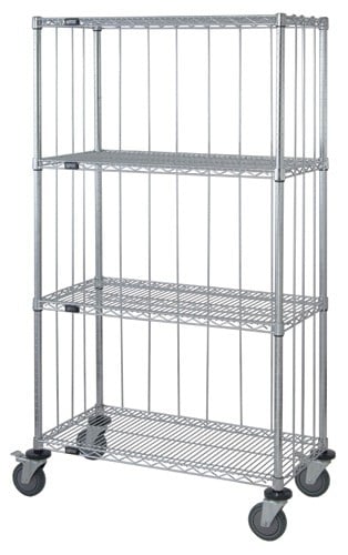Quantum Storage M1848C47RE-5 5 Shelf Rods & Tabs Enclosed Chrome Wire Shelving Cart - 74 in.