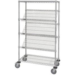 Quantum Storage M1836SL6C Mobile Chrome 5 Wire Shelving Slanted Shelf Unit - 18 x 36 x 69 in.