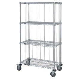 Quantum Storage M1848CG47RE 4 Shelf Rods & Tabs Enclosed Chrome Wire Shelving Cart - 74 in.