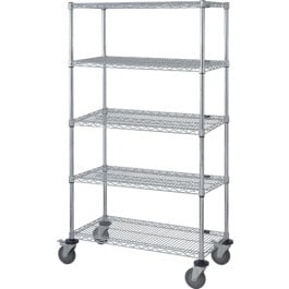 Chrome Wire Shelving 5-Shelf Stem Caster Cart - 63 in.