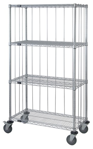 Quantum Storage M2448C47RE-5 5- Shelf Rods & Tabs Enclosed Chrome Wire Shelving Cart - 74 in.