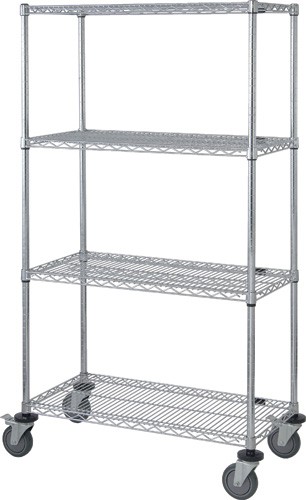 Chrome Wire Shelving 4-Shelf Stem Caster Cart - 63 in.