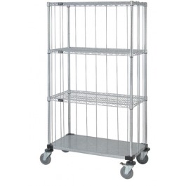 Rods & Tabs Enclosure Cart with 3 Chrome Wire Shelves - 63 in.