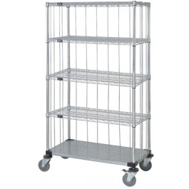 Rods & Tabs Enclosure Cart with 4 Chrome Wire Shelves - 74 in.