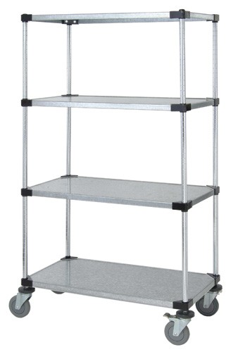 Quantum Storage M2460SG46 4-Shelf Solid Shelving Stem Caster Cart - 63 in.