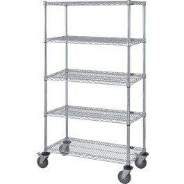 Chrome Wire Shelving 5-Shelf Stem Caster Cart 74 in.