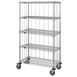 Quantum Storage M2436CG46RE-5 Rods & Tabs Enclosure Cart with 4 Chrome Wire Shelves - 63 in.