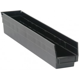 Shelf Storage Bin, Polypropylene/Polyethylene, Black, 4 in H, 4 1/8 in W, 23 5/8 in L