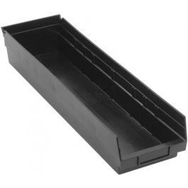 Black Recycled Plastic Storage Bins - 23.63 x 6.63 x 4 in.