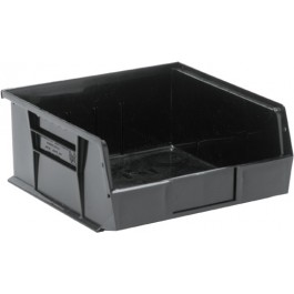 Hang & Stack Storage Bin, Polypropylene/Polyethylene, Black, 5 in H, 11 in W, 10 7/8 in L