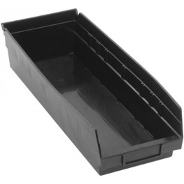 Shelf Storage Bin, Polypropylene/Polyethylene, Black, 4 in H, 6 5/8 in W, 17 7/8 in L