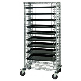 Quantum Storage  Chrome Conductive Systems Wire Shelving ESD Tray Carts - 30 x 18 x 69 in.