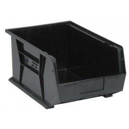 Hang & Stack Storage Bin, Polypropylene/Polyethylene, Black, 8 in H, 11 in W, 16 in L