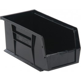Hang & Stack Storage Bin, Polypropylene/Polyethylene, Black, 5 in H, 5 1/2 in W, 10 7/8 in L