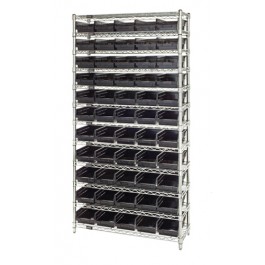 12-Shelf Conductive Wire Shelving Unit With 55 Esd Bins