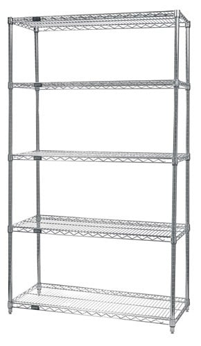 5-Shelf Chrome Wire Shelving Starter Kit, 21 x 24 x 63 in.