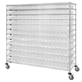 Quantum Storage WR74-1872-176103CL 12- Shelf Clear Wire Shelving Unit with 176 Bins - 18 x 72 x 74 in.