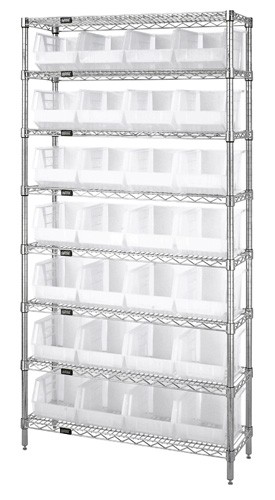 Chrome 8 Shelf Wire Shelving Unit - 12 x 36 x 74 in