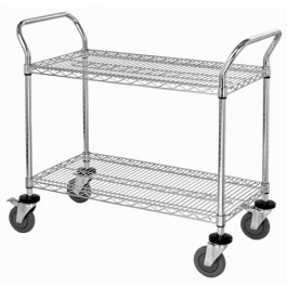 Quantum Storage WRC-1848-2 Chrome 2 Shelf Wire Shelving Utility Cart - 18 x 36 x 37.5 in.